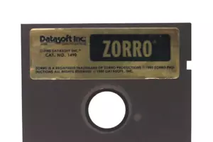 ZORRO - JUEGO APPLE II - SOFTWARE DATASOFT 1985 - GATO NO 1490 - Imagen 1 de 3