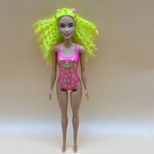 Barbie Color Reveal Doll Neon Green Crimped Hair Pink Swimsuit R33HF HCC69 - Picture 1 of 21