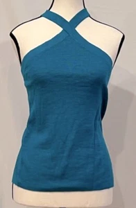 Banana Republic Leinenmischung vorne gekreuzter türkisfarbener Pullover Tanktop XL - Bild 1 von 7