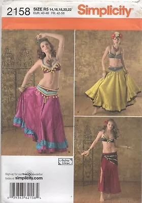 Simplicity Sewing Pattern 2158 Costume Belly Dancer Skirt Bra Size 14 - 22 New - Image 1 of 4