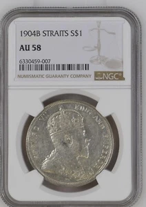1904-B Straits Settlements $1 NGC AU58 - Picture 1 of 2