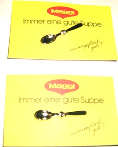 MAGGI-Das Kultgewürz in Deutschland-2 kleine Knotenlöffel-auf Folder-versilbert- - Bild 1 von 5