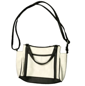 Faux Leather Floral Colorblock Cross Body / Shoulder Bag / Handbag Gray & Black - Picture 1 of 18