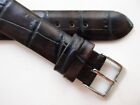 Chocolate brown "end-stitched" 18 MM alligator print leather watch band strap