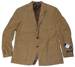 Polo Ralph Lauren Italy Brown Grant Tickweave Wool Blazer Sportcoat Jacket NWT