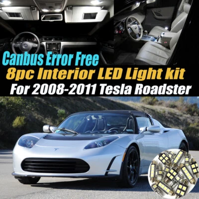 8Pc Canbus Error Free Interior LED White Light Kit for 2008-2011 Tesla Roadster - Image 1 of 4