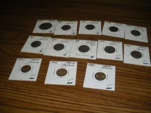 13 VINTAGE MEXICO UN CENTAVO COINS 1893-1953 - Picture 1 of 16