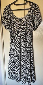 Friends Like These from Next - Black/Cream Zebra Print Monochrome Dress - Sz 18 - Picture 1 of 3