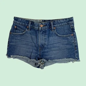 Pantalones cortos de mezclilla para mujer Volcom 27 de altura media cortados booty pantalones calientes lavado elástico - Imagen 1 de 11