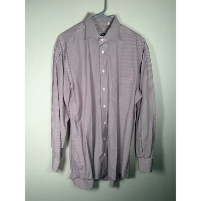 Luciano Barbera Mens Striped Dress Shirt Made in Italy Button Down Cotton - Image 1 of 4