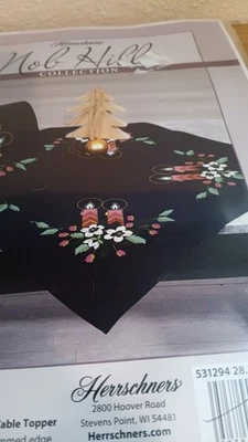 Herrschners Nob Hill Christmas Candles Table Topper Craft Kit Stamped Embroidery - Image 1 of 4