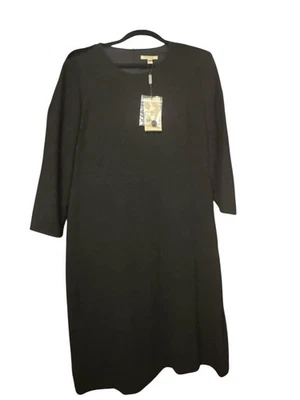 BURBERRY LONDON CLASSIC BLACK WITH 3/4 SLEEVES MIDI DRESS SZ 14 OR 48 - Image 1 of 4