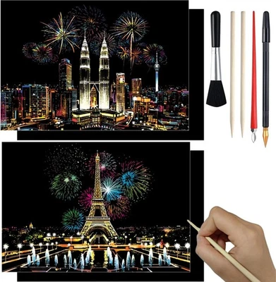 Радужная бумага для рисования царапин (A4) для детей и взрослых, сделай сам замок для рукоделия - Изображение 1 из 4