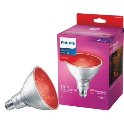 Philips 100W Equivalent Red PAR38 Medium LED Floodlight Light Bulb 568295 - Image 1 of 4