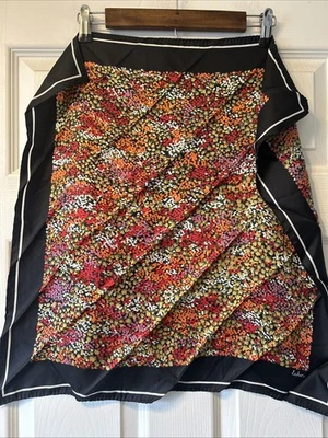 Bufanda Eco Chinon Seda Vintage Años 70 Negra Floral Roja Naranja Histórica Japón Foto 1 de 3