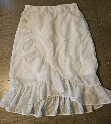 Falda Marc New York PEQUEÑA Blanca Imitación Envolvente Volantes Forrada  Foto 1 de 4