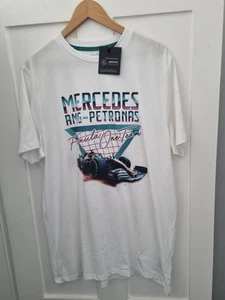 Mercedes Amg-Petronas F1 White Mercedes Retro Car Graphic T-Shirt X- Large - Picture 1 of 9