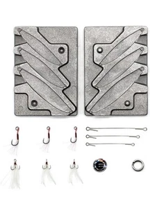 Dimatteo Fishing Metal Lure Mold Kits 1oz, 1.1/4oz, 2oz,3 Cavities, 127pcs/Pack, - Picture 1 of 6