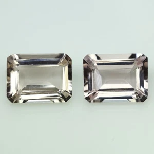 2.53 ct (2pcs) MATCHING PAIR  Octagon (8 x 6 mm) Peach Pink Morganite Gemstone - Picture 1 of 2