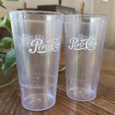 2 Pepsi Cola Plastic CLEAR Tumbler Cups 20oz Carlisle 5220 Restaurant Style￼ - Image 1 of 3