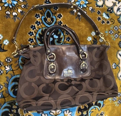 Coach Madison Signature Sabrina Brown Satchel Bag Purse  As Is Read Description - Image 1 of 4