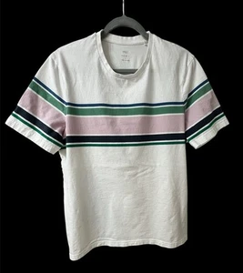 M&S Marks & Spencer T-Shirt weiß rosa grün 100% Baumwolle gestreift Gr. XL - Bild 1 von 9