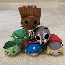 Disney Tsum Tsum Marvel Lot of 6 Mini Plush Stuffed Toy Lizard Groot Thor Hulk