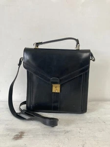 Vintage Leder Handtasche schwarz Umhängetasche Karriere Akademie 80er 90er - Bild 1 von 10