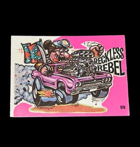 FANTASTIC ODD RODS sticker/card #99 Donruss 1973 PINK series RECKLESS REBEL - Picture 1 of 2