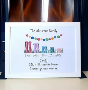 Personalised Family Wellies Print - Family Welly Print - New Home Gift - Wellies - Picture 1 of 7