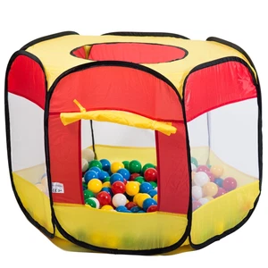 rot gelbes Bällebad pop up Zelt Spielzelt + 100 bunte Bälle in 10 Farben 5,5cm - Bild 1 von 1