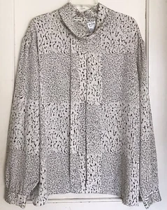 Blusa para mujer Tan F Jay talla grande 26W manga larga beige negro botón de verificación - Imagen 1 de 7