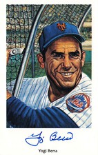 Yogi Berra autographed postcard 1969 New York Mets Ron Lewis 1994 #4 3x5