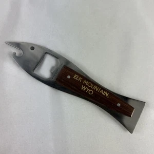 Fish Shaped Bottle Opener Elk Mountain Wyoming Wood Handle 6.5” Stainless Japan - Picture 1 of 6