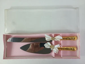 Hortense B. Hewitt Co. Gold Handle Knife Server Set in Box - Picture 1 of 4