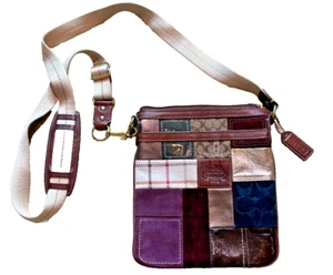 Vintage Y2K Coach Patchwork Holiday Edition Signature Suede Leather Crossbody - Picture 1 of 5