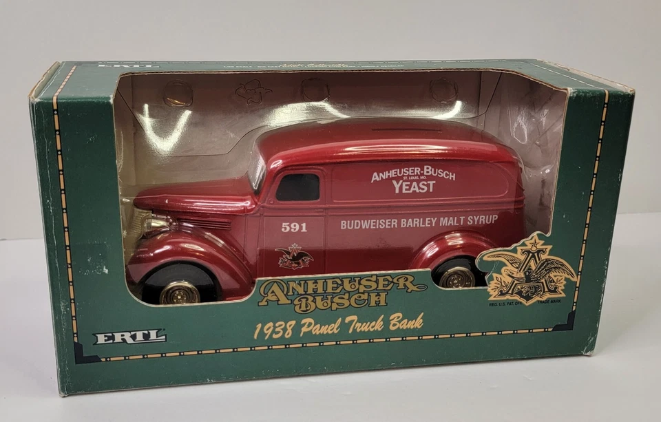 Ertl Anheuser-Busch 1938 Chevy Panel Truck Coin Bank 1/25th Scale In Box 1993 - Image 1 of 4