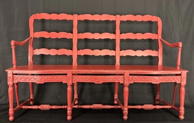 19th Century French Provencal - Three Seater French Setee Bench - Hand Lathed - Image 1 of 4