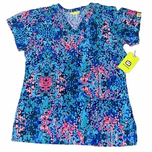 Scrubs Top WonderWink Women Small New With Tag V Neck Multi-color Comfortable - Picture 1 of 7