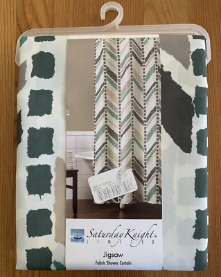 Saturday Knight Jigsaw Fabric Shower Curtain Limited Edition New Foto 1 de 3