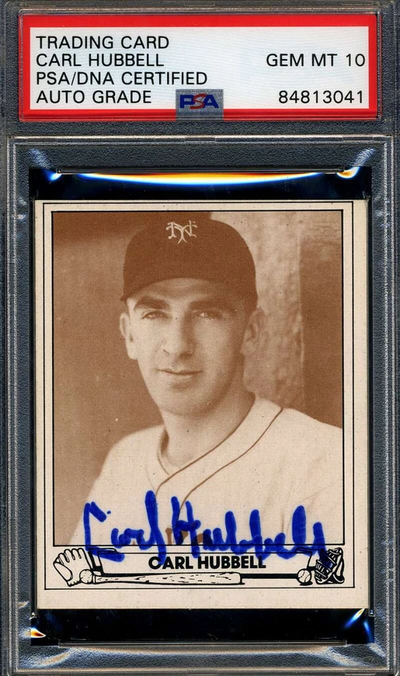 Carl Hubbell Gem Mint 10 PSA ADN Firmado 1942 Playball 1983 Reimpresión Autógrafo Foto 1 de 1