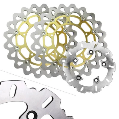 Front Rear Brake Disc Rotors Fit Yamaha YZF R1 2004-2006 Motorcycle Gold Style Foto 1 de 4
