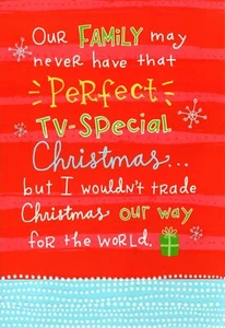 Funny Mom & Dad Our Perfect Christmas Family Special Hallmark Greeting Card - Picture 1 of 3