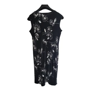 AGB Dress Wo.en Size 14 Byer Cal. Black floral Sleeveless Vacation USA Made - Picture 1 of 8