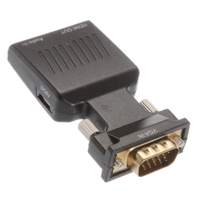 VGA Male In to HDMI Female Out With Audio L/R Converter Adapter PC to 1080P HDTV - Image 1 of 4