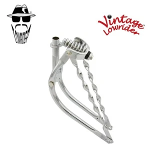 20" Bicycle F&R ORIGINAL LOWRIDER Bent Springer Fork 1" W/Twisted Bars Chrome - Picture 1 of 1
