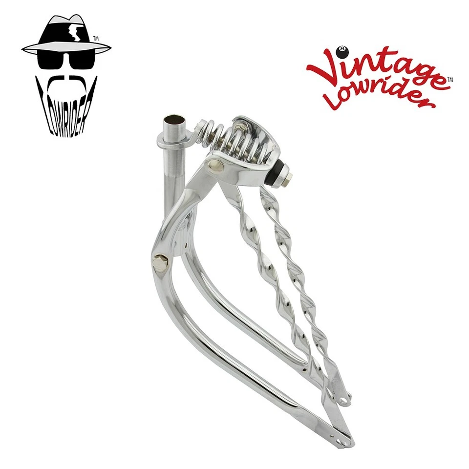 20" Bicycle F&R ORIGINAL LOWRIDER Bent Springer Fork 1" W/Twisted Bars Chrome - Image 1 of 1