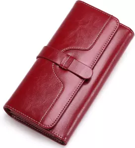 Portafoglio Da Donna in Vera Pelle Con Blocco Rfid, Borsa Lunga Da Donna Con Sco - Foto 1 di 12
