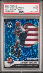 2020 Panini Mosaic Anthony Edward Fast Break Blue /88 Psa9 Low Pop