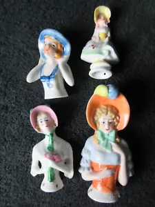 4 medias muñecas de porcelana vintage para cojines de alfiler - Imagen 1 de 24